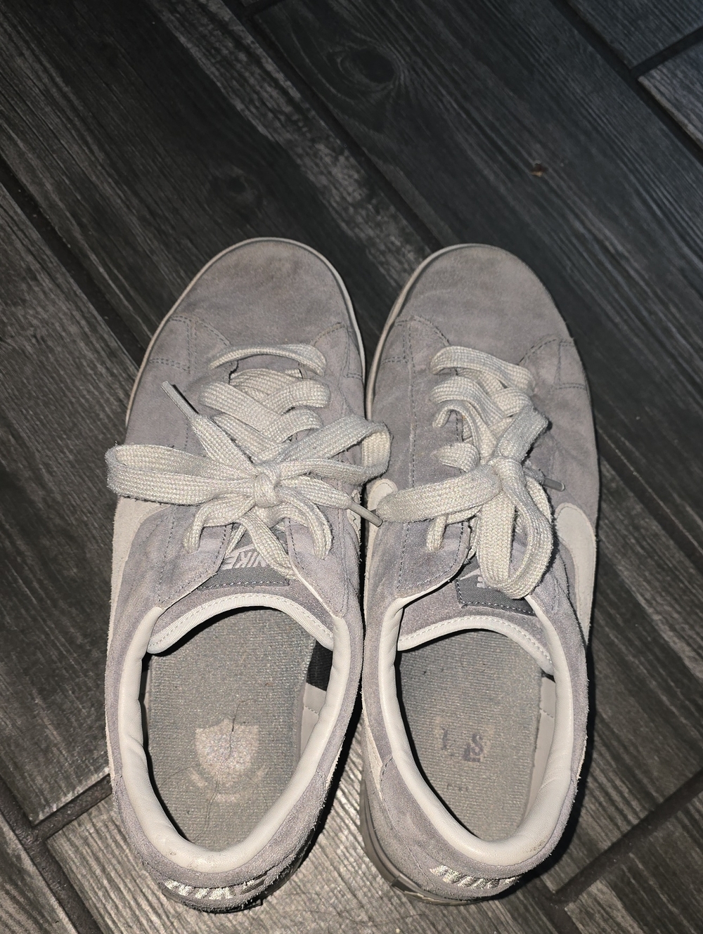 Nike Kids Light Gray Suede Lace-Up Sneakers